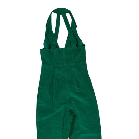 Urban Outfitters Green Corduroy Halter Jumpsuit XS NWT Zip Front Retro Style - Picture 5 of 9